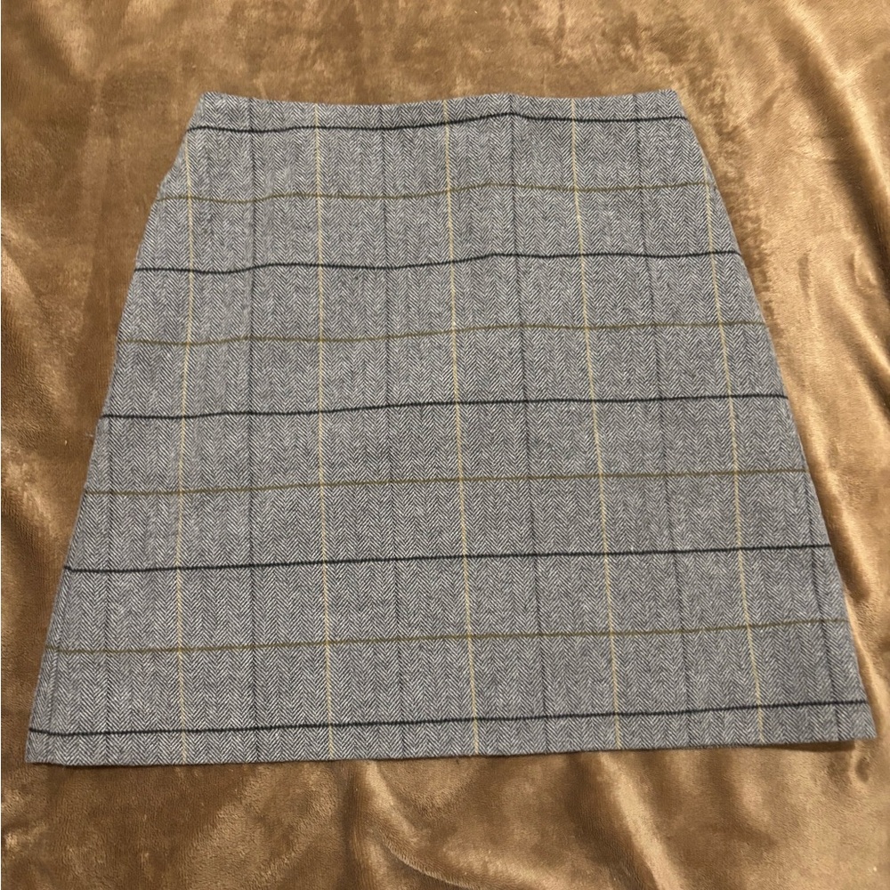 Uniqlo Wool Blend Gray Checkered Mini Skirt - Picture 3 of 6